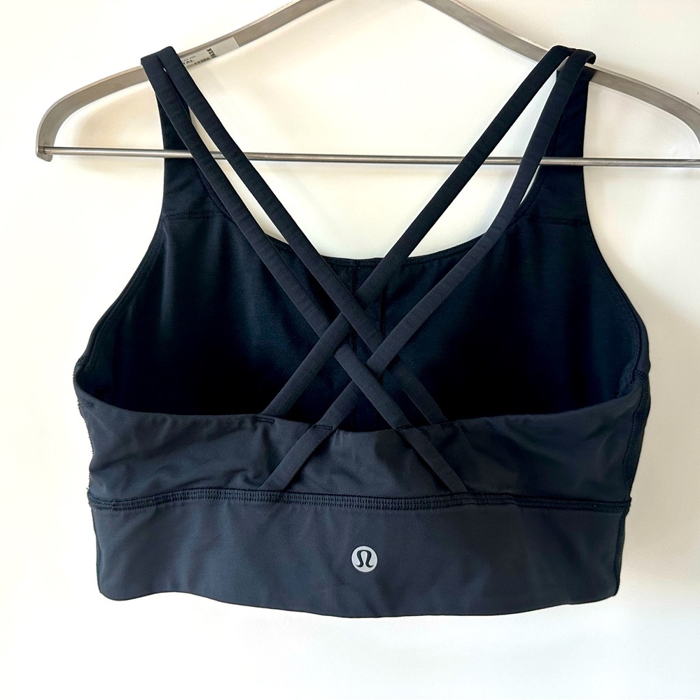 lululemon Energy Longline Black Sports Bra Size 10